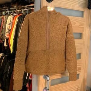 Cozy Tan Sherpa Pullover with hood